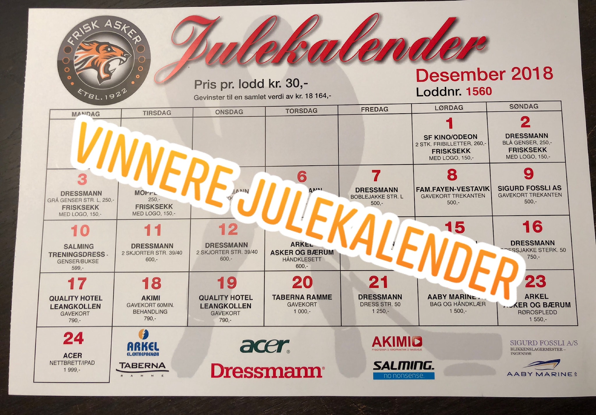 Vinnere i årets julekalender 2018 ligger her